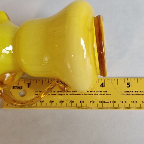 Vintage Fenton Layered Lemon Yellow White Creamer Pitcher Art Glass‎ 4" - Picture 8 of 9